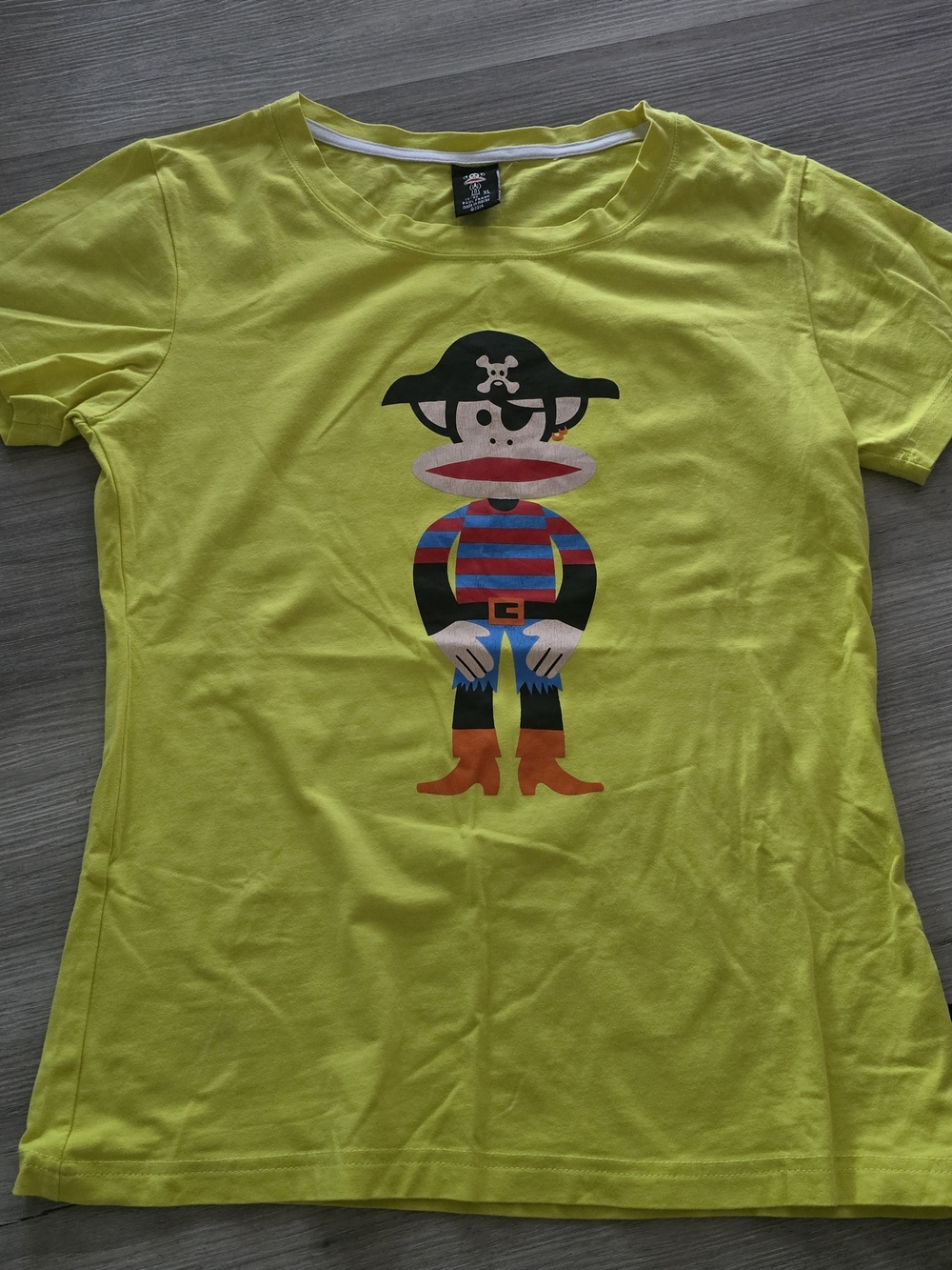 Paul Frank Kids | Vintage Neon Yellow Pirate Graphic T-Shirt | Size Kids XL